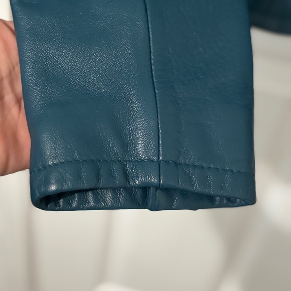 Kate Hill teal leather jacket size 4 - Picture 4 of 8